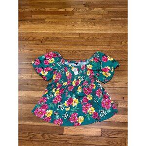 Torrid Blouse Off The Shoulder Floral Shirt Women's Plus Size 1X Top NWT $45.50